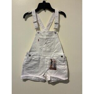NWT Levi's Stretch Relaxed Fit Shortalls White Denim Overall Shorts - Girls 12